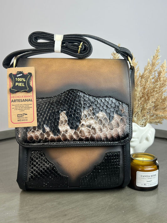 MOD ARTESANAL VAQUERA CAMEL/VIBORA HUESO Y FERRERO