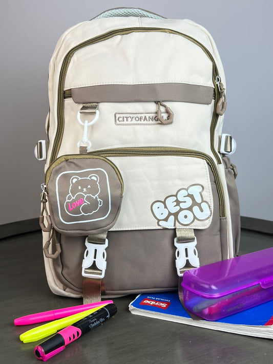 MOCHILA CON MONEDERO BEST YOU HUESO/KHAKI