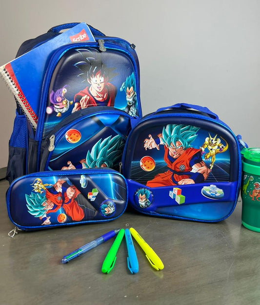 COMBO ESCOLAR DRAGON BALL GOKU BLUE Y FREZER