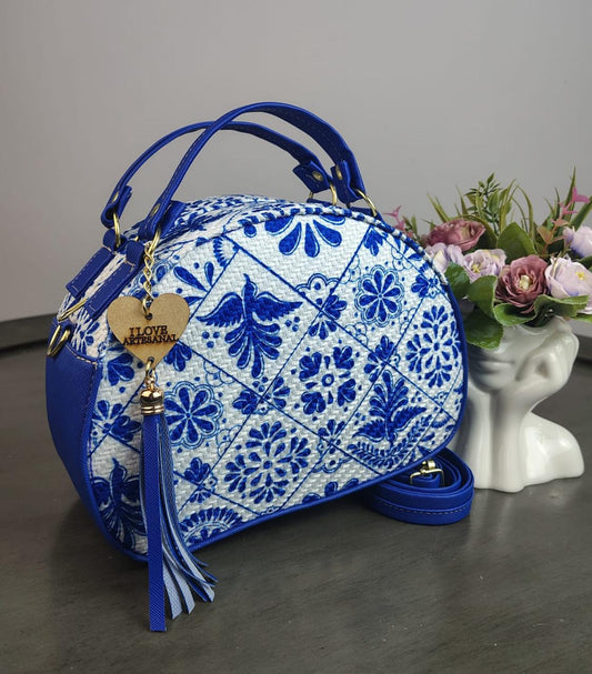 MALETITA YUTE TALAVERA F BLANCO/ CONTORNO COBALTO