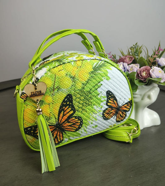 MALETITA YUTE MARIPOSAS F BLANCO/ CONTORNO VERDE