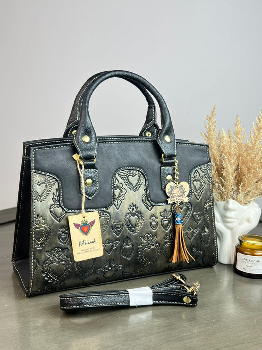DB JANET CORAZONES NEGRO/BRONCE