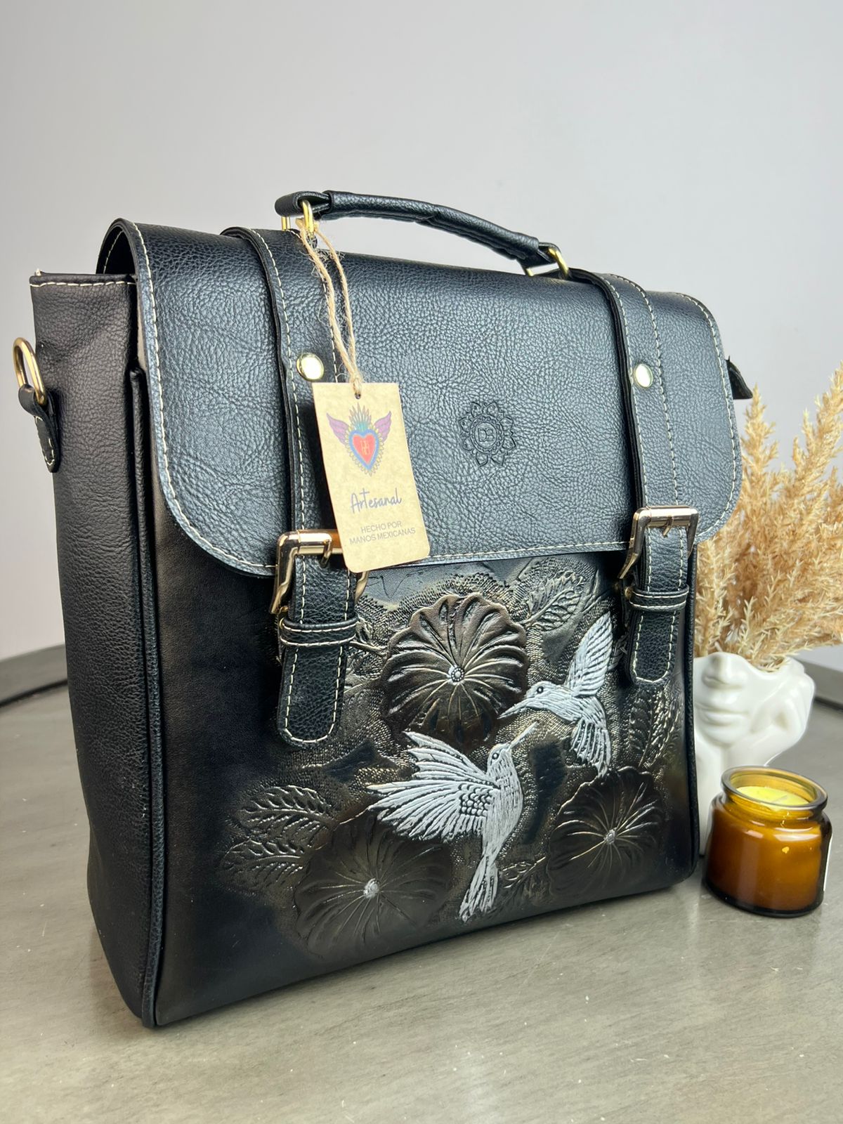 DB MOCHILA HEBILLAS COLIBRI 2 NEGRO PLATA/DORADO