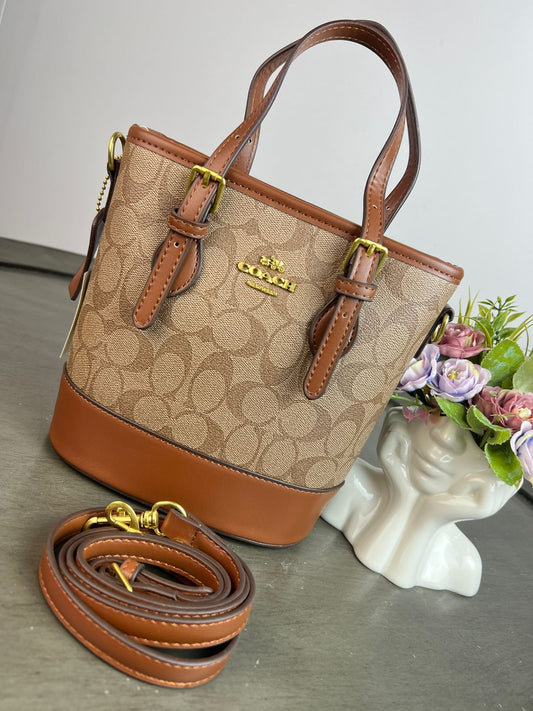 CROSSBODY COACH ESTILO CUBETA CAFE
