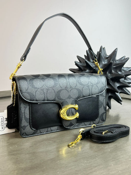 CROSSBODY COACH DOBLE BOLSA NEGRA CON ESTAMPADO