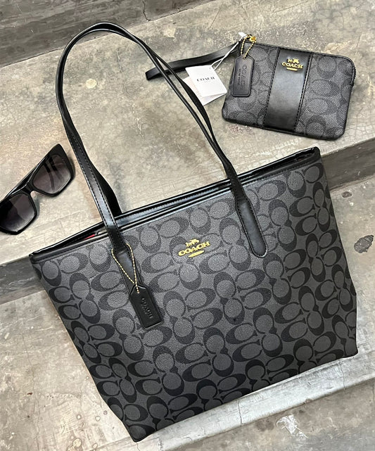 BOLSA COACH GRANDE NEGRO ESTAMPADO