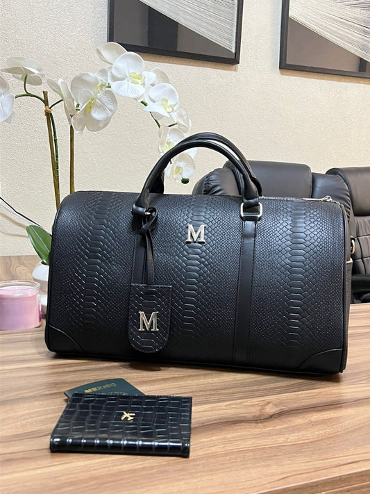 MALETA LCON TAG LATERALES NEGRA HERRAJES PLATA