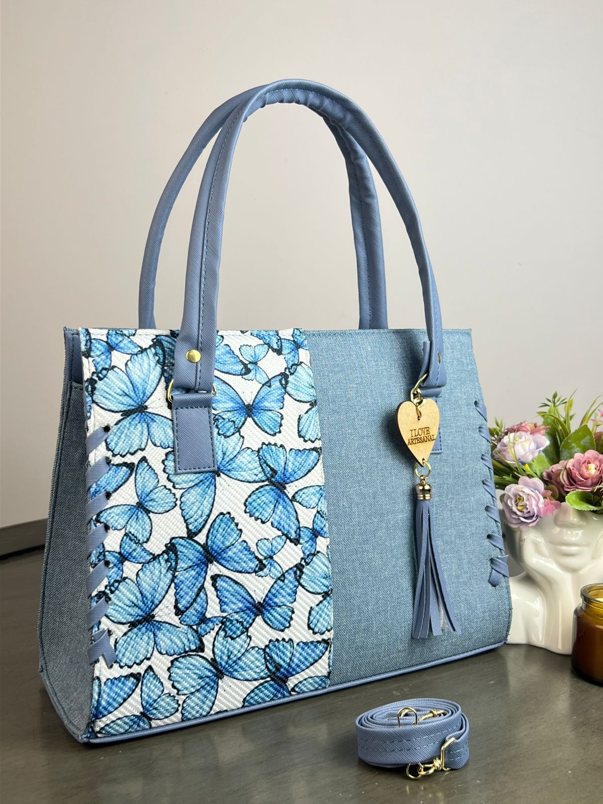 YUTE MODELO TEJIDA MARIPOSAS CELESTE F BLANCO/DENIM
