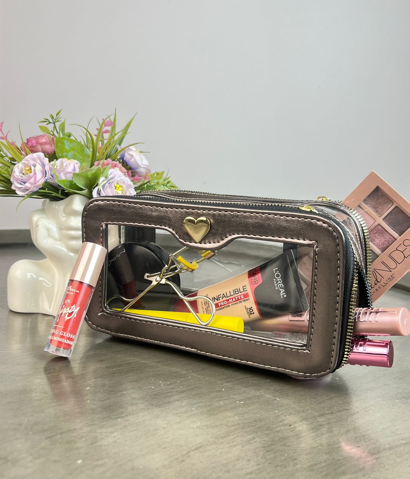 COSMETIQUERA DOBLE CIERRE MICA INOX