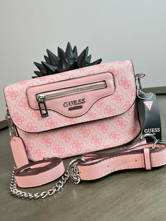 CROSSBODY GUESS CIERRE ROSA CLARO ESTAMPADO