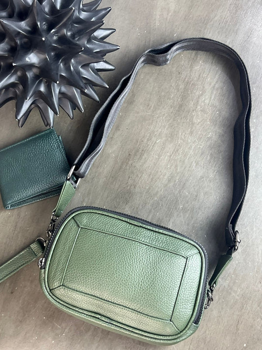MARICONERA 100% PIEL BRASIL VERDE MILITAR