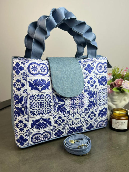 YUTE MODELO TRENZA AZUL MEZCLILA/TALAVERA F BLANCO