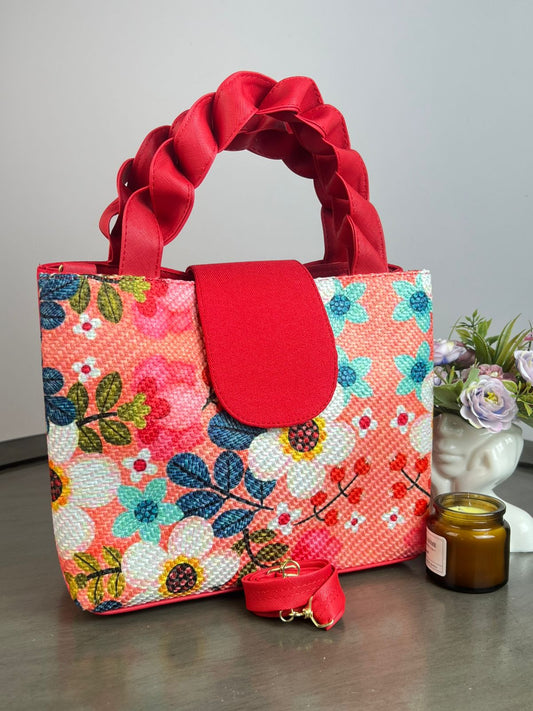 YUTE MODELO TRENZA ROJO/FLORES F CORAL