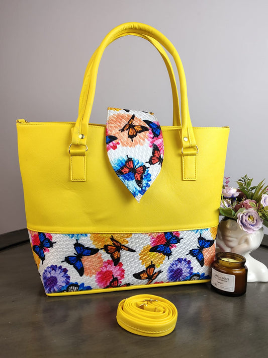 YUTE MODELO FRANJA AMARILLO/MARIPOSAS F BLANCO