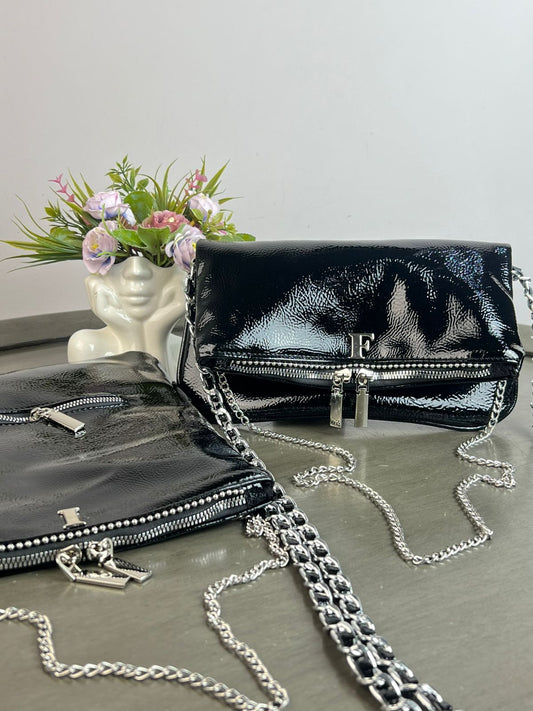 AMONET NEGRO CHAROL ARRUGADO H/PLATA