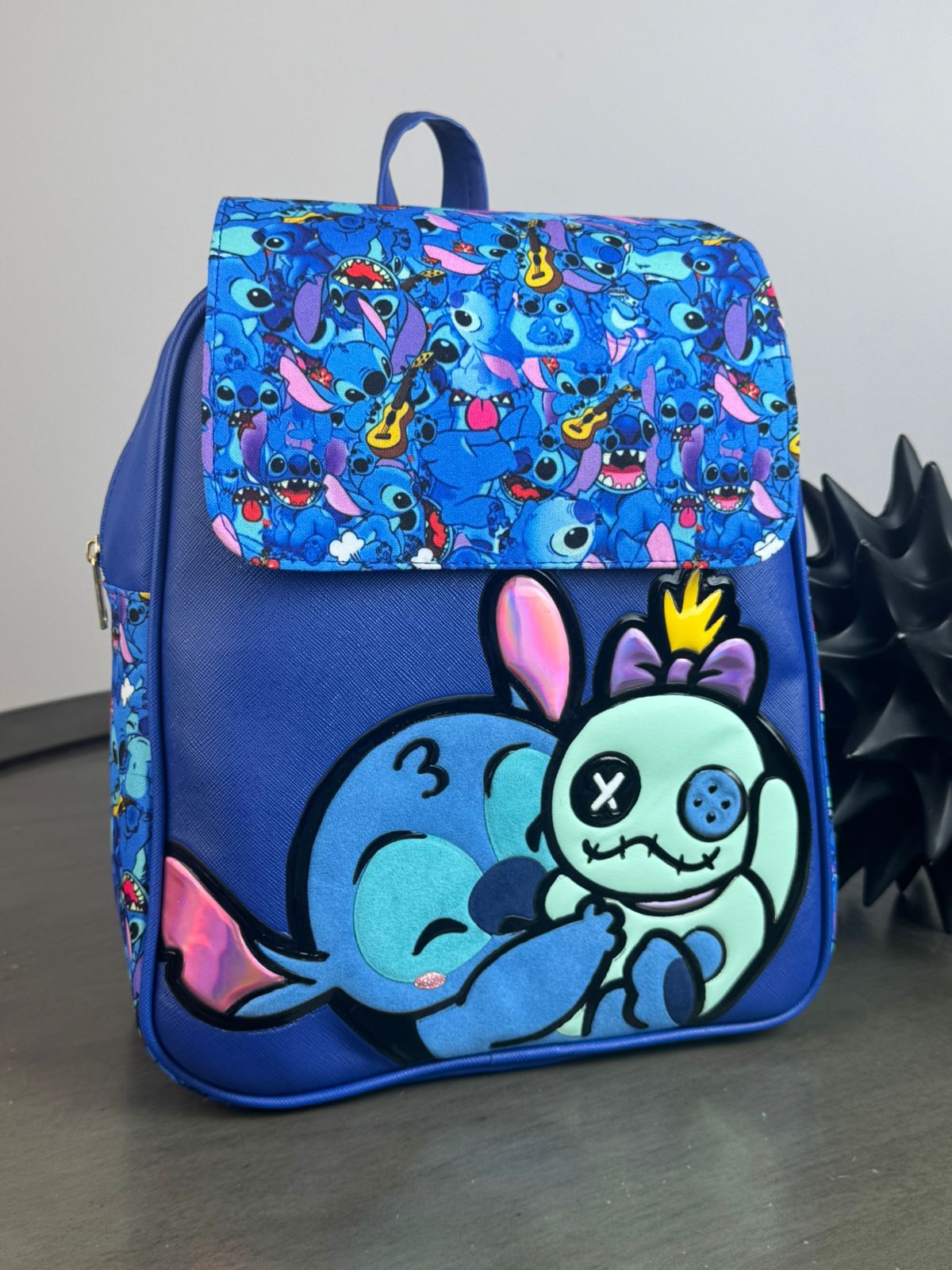 MOCHILA PERSONAJE STITCH Y TRAPOS AZUL REY