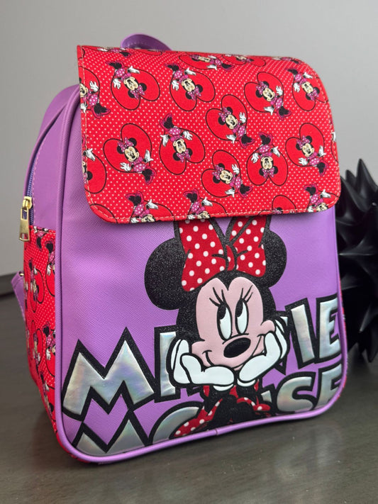 MOCHILA PERSONAJE MINNIE LILA-PLATA