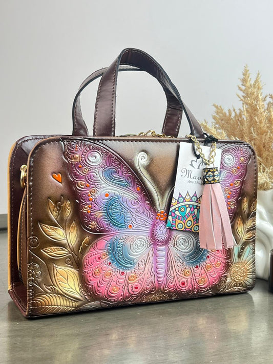 MAOMA CROSSBODY MARRON MARIPOSA MORADO/AZUL