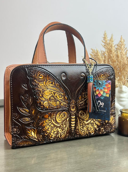 MAOMA CROSSBODY MARRON MARIPOSA CAMEL