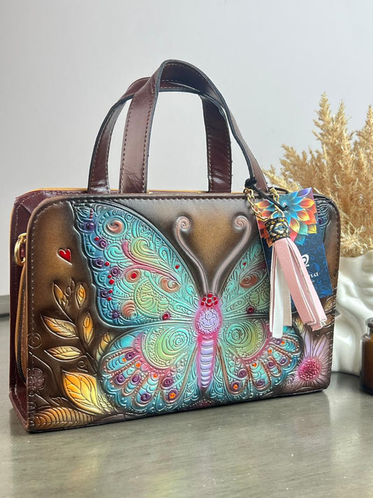 MAOMA CROSSBODY MARRON MARIPOSA AZUL/FIUSHA