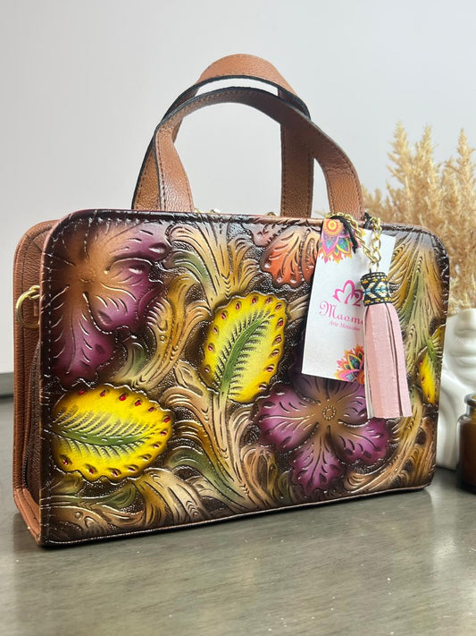 MAOMA CROSSBODY FLORES MORADO/AMARILLO