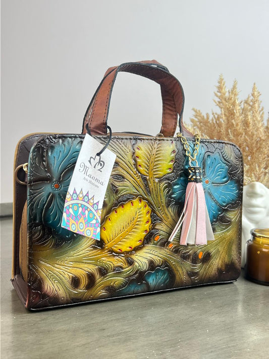 MAOMA CROSSBODY FLORES AZULES/AMARILLO