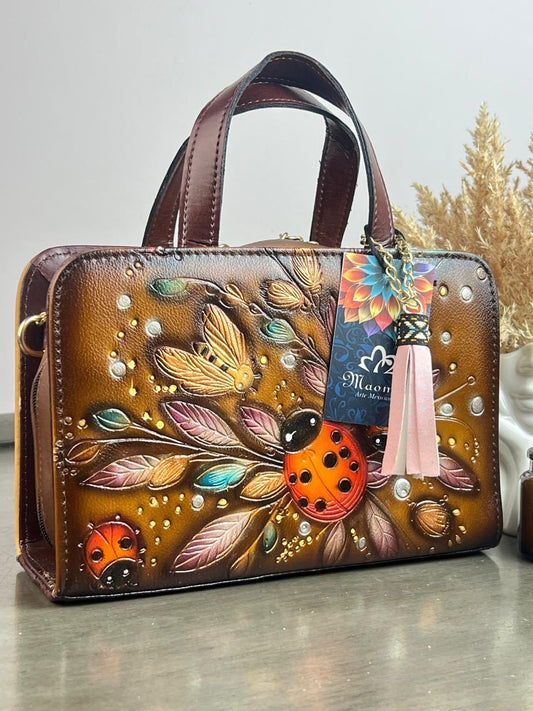 MAOMA CROSSBODY CAMEL CATARINA HOJAS LILA