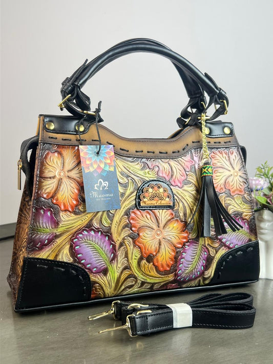 MAOMA GDE SOFI FLORES Y HOJAS TONOS NARANJA/MORADO