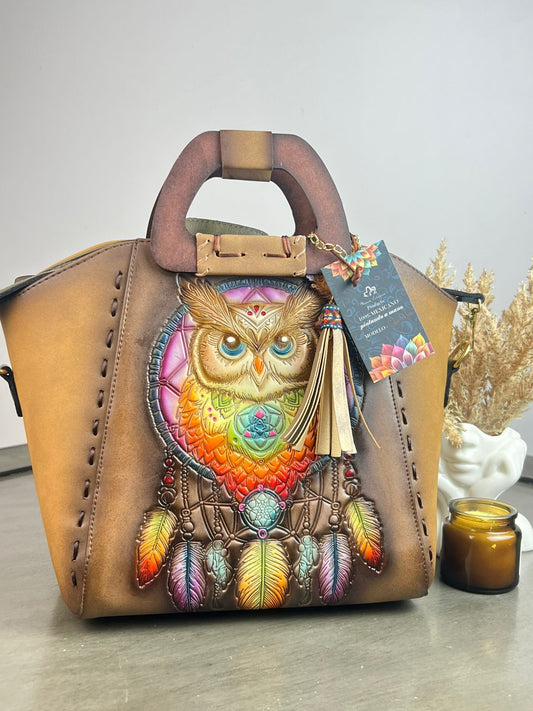 MAOMA GDE CAMILA CAMEL BUHO ROSA/NARANJA
