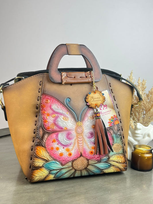MAOMA GDE CAMILA CAMEL MARIPOSA ROSA/PLATA