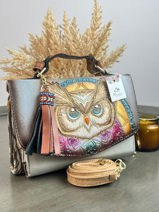 MAOMA DELIA DOBLE BUHO GRIS/TONOS AMARILLO Y FIUSHA