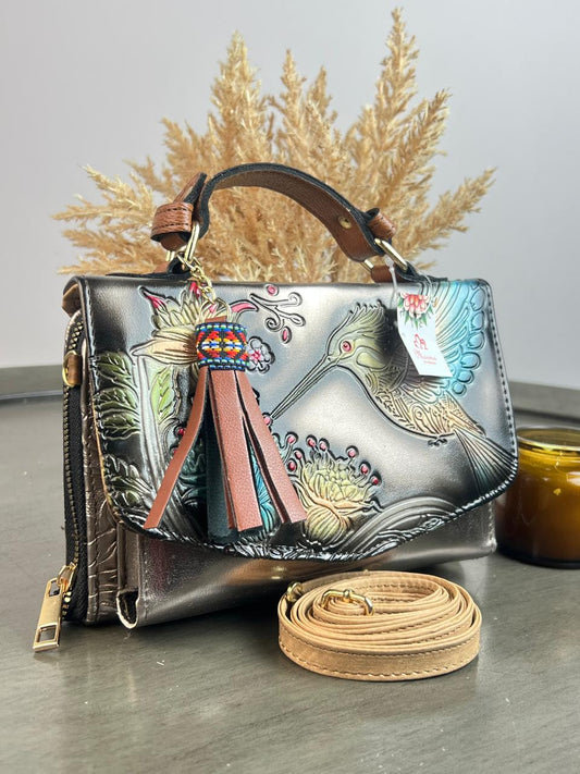 MAOMA DELIA DOBLE COLIBRI PLATA/AMARILLO Y AZUL