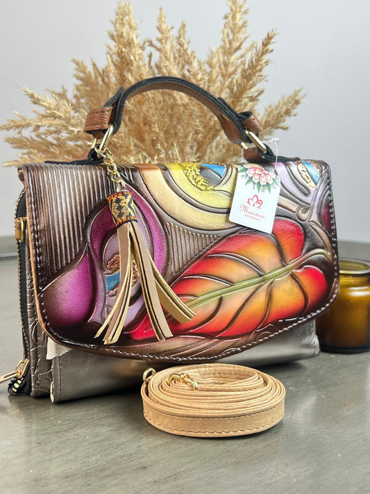 MAOMA DELIA DOBLE ALCATRACES PLATA/TONOS NARANJA