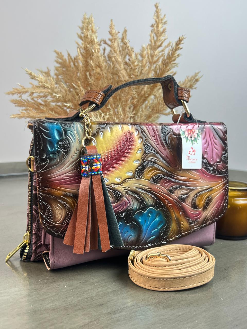 MAOMA DELIA DOBLE FLORES Y HOJAS MALVA/
