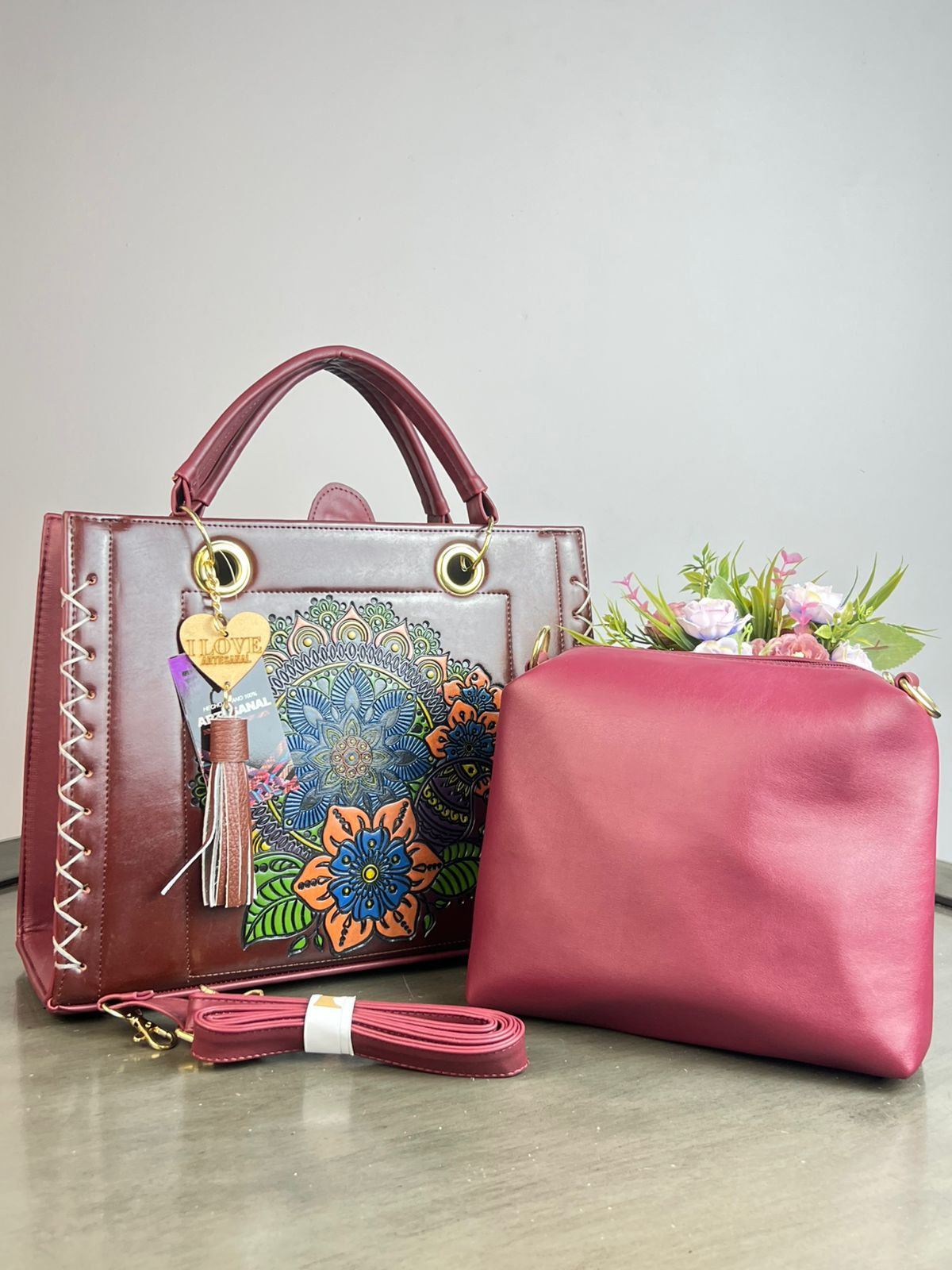 COMBO NATY MANDALA VINO/TONOS AZUL Y SALMON