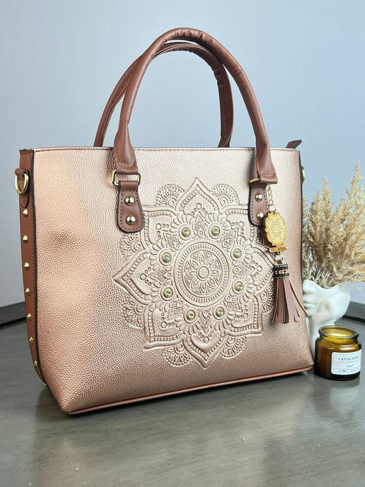 MONTECARLO CINCELADA MANDALA ORO ROSADO ESTOPEROL CRISTALES