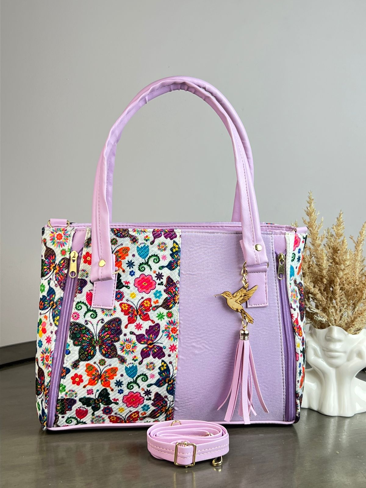 YUTE MODELO DOBLE CIERRE LILA/MARIPOSAS F BLANCO