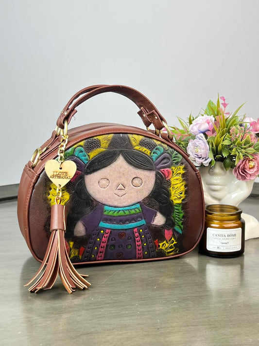 BOLSO MEDIO CIRCULO GRABADO LELE COMINO/COLORES