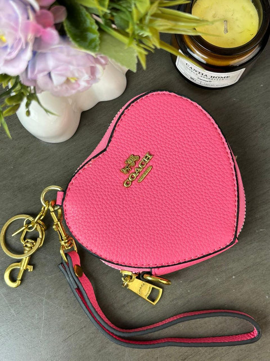 MONEDERO CORAZON COACH ROSA LISO