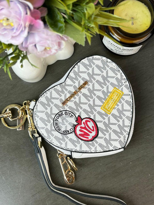 MONEDERO CORAZON MICHAEL KORS BLANCO NEW YORK ESTAMPADO