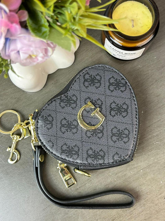 MONEDERO CORAZON GUESS NEGRO/OXFORD ESTAMPADO