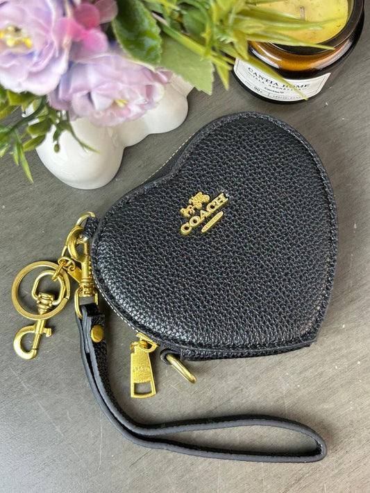 MONEDERO CORAZON COACH NEGRO LISO