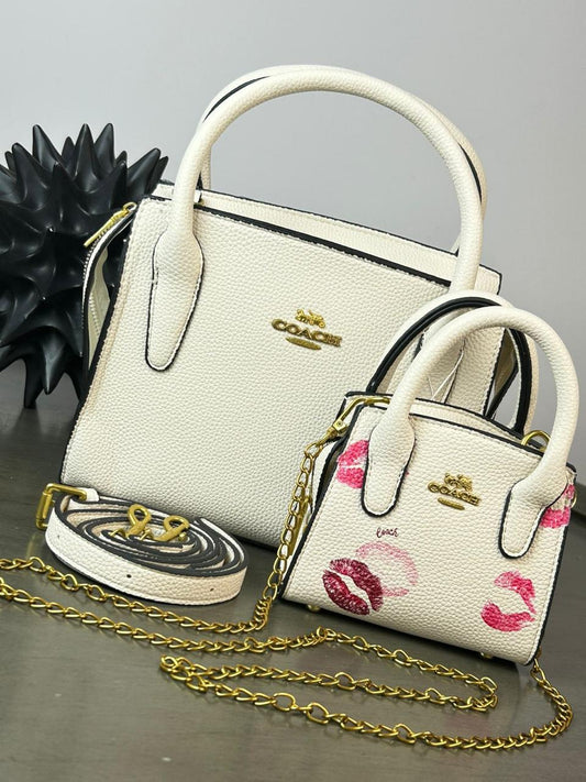 DUO BOLSO/MINI BOLSO COACH HUESO