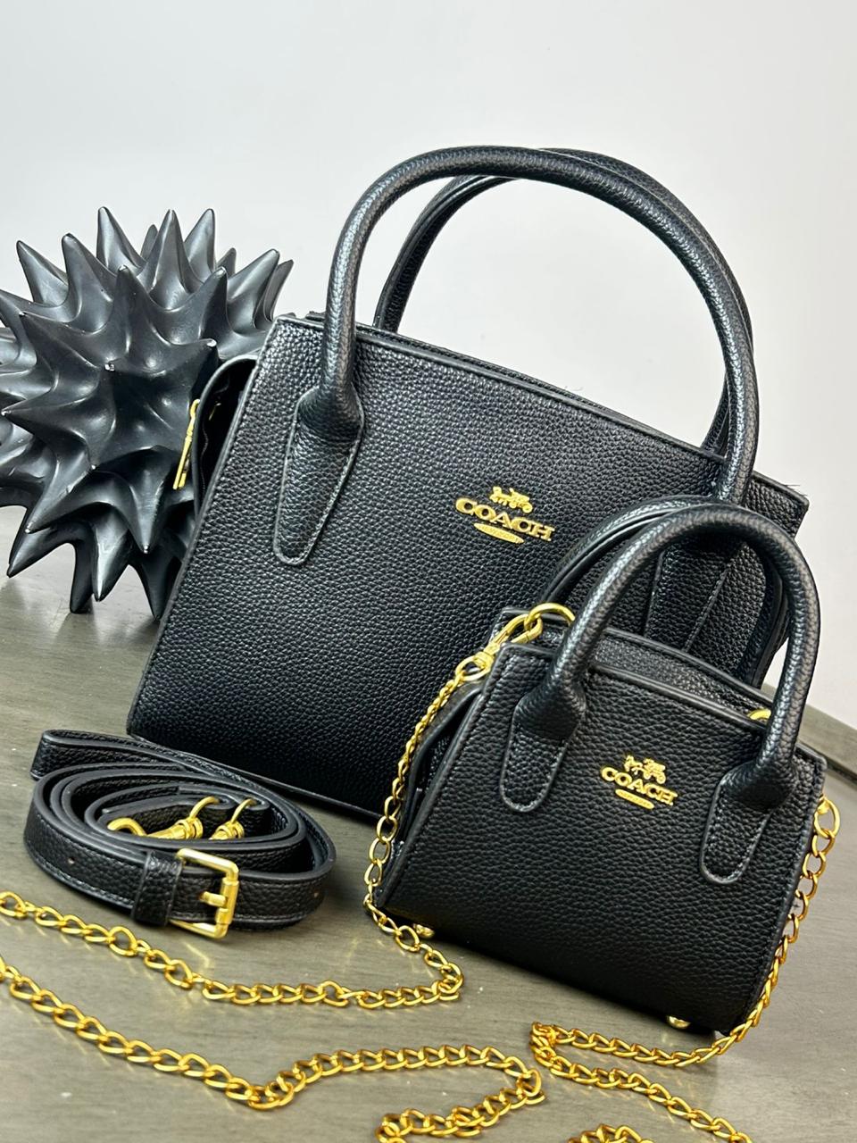DUO BOLSO/MINI BOLSO COACH NEGRO LISO