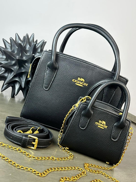 DUO BOLSO/MINI BOLSO COACH NEGRO LISO