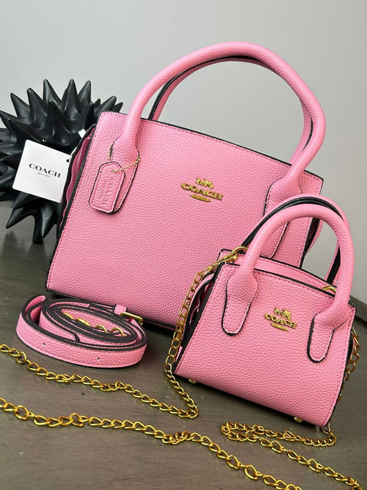 DUO BOLSO/MINI BOLSO COACH ROSA
