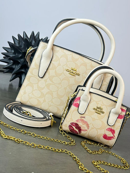 DUO BOLSO/MINI BOLSO COACH BEIGE ESTAMPADO