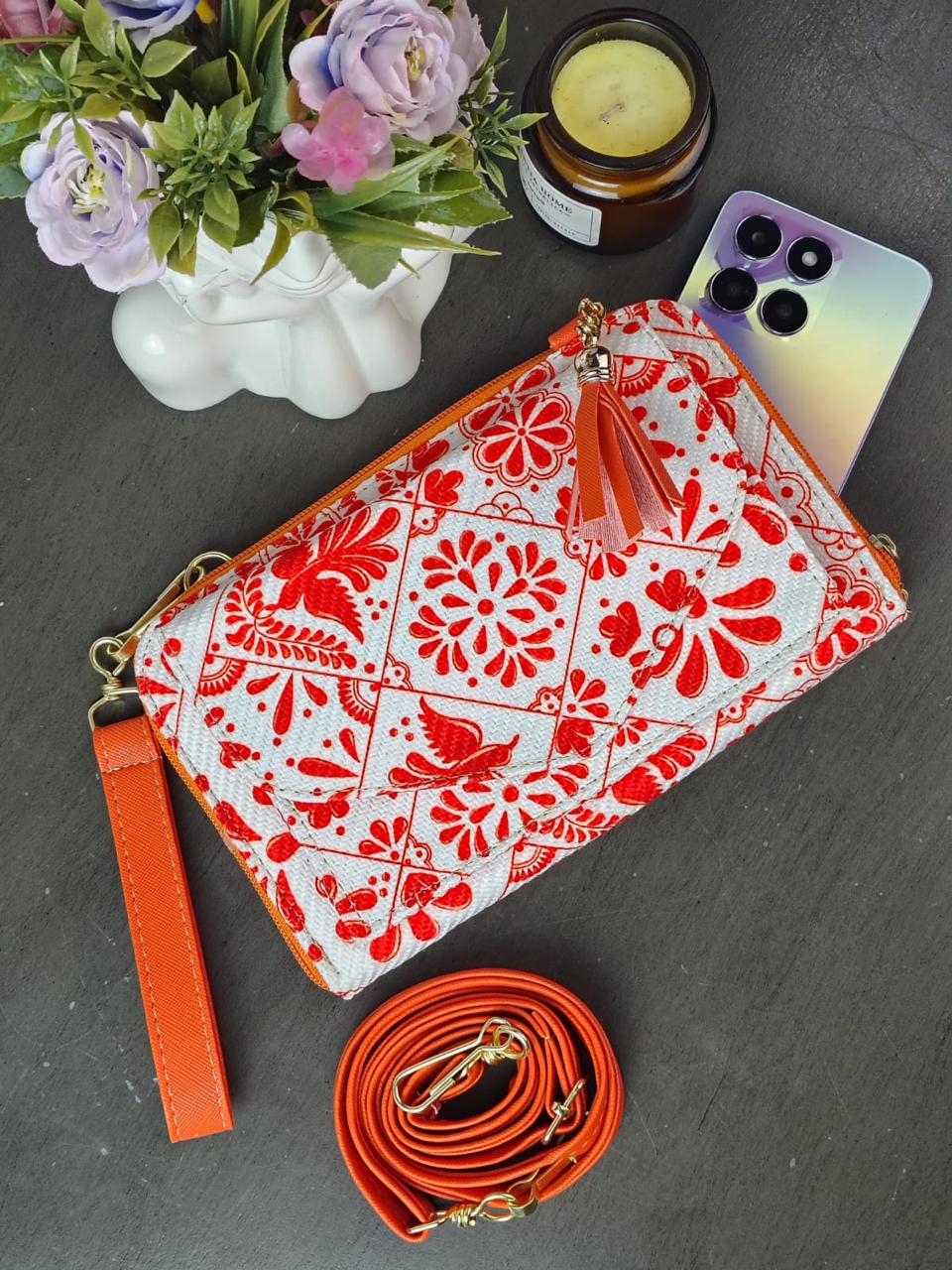 PORTACELULAR/CARTERA YUTE HORIZONTAL TALAVERA NARANJA F BLANCO