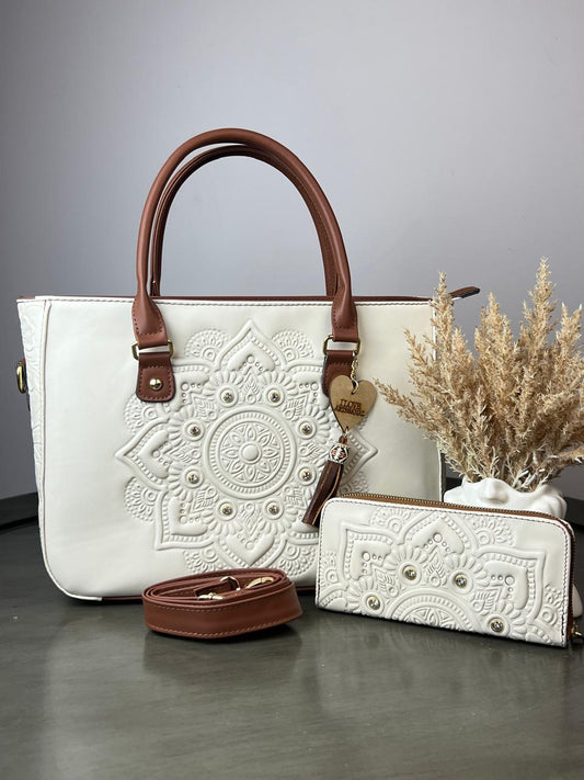 DUO MANDALA PIEL GRASO CON CARTERA HUESO