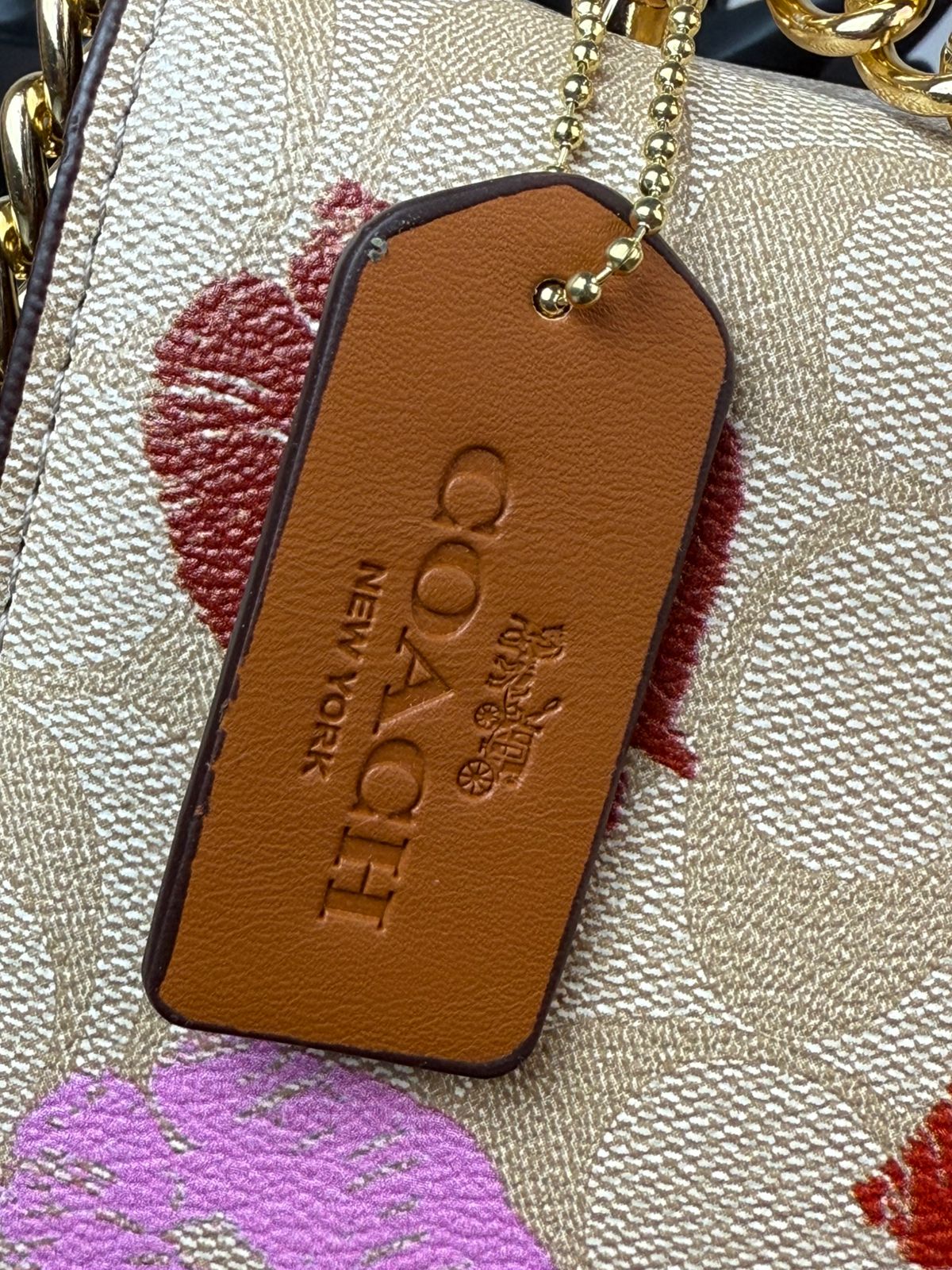 CROSSBODY COACH CADENA BEIGE BESOS ESTAMPADO